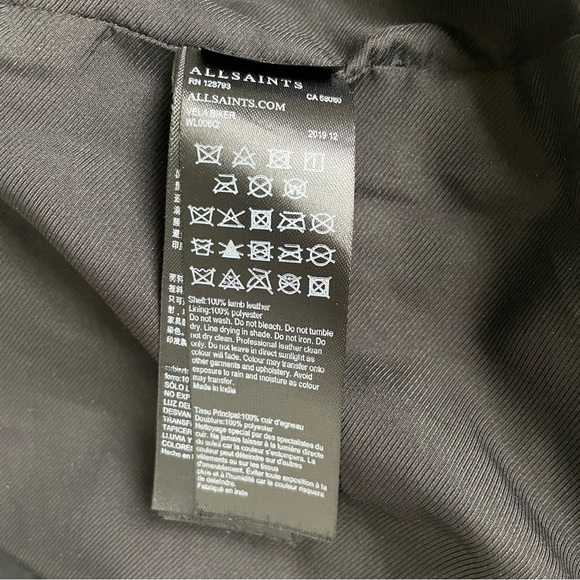 All saints black leather jacket size 0 - Picture 8 of 8